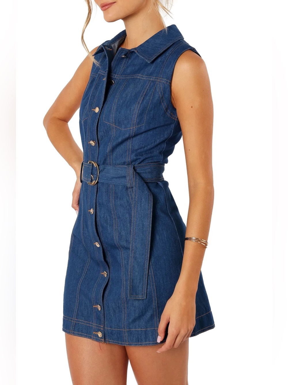Petal & Pup Parker Sleeveless Denim Mini Shirtdress - Picture 3 of 11